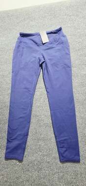 Emlovm Women's Blue High Waist Athletic Workout Leggings with Pockets Size L New